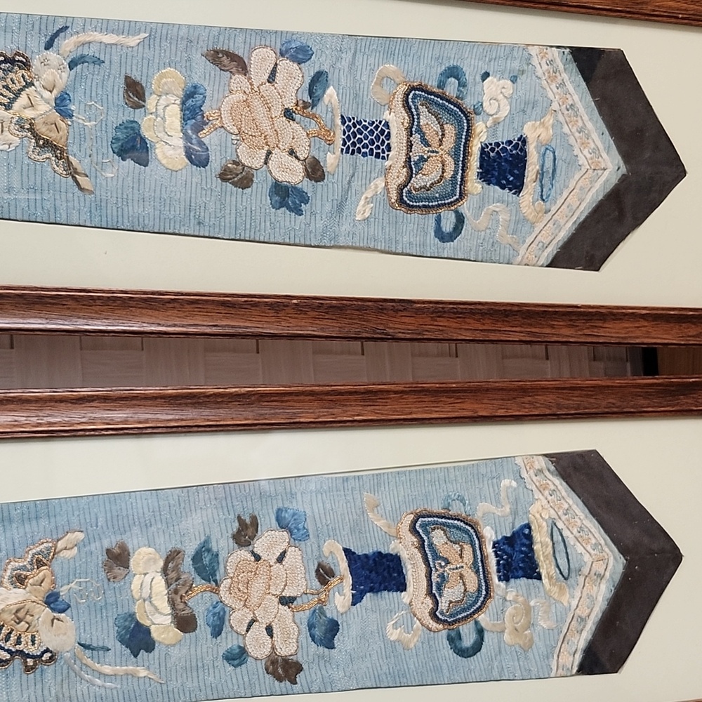 👉*ANTIQUE* LT QING CHINESE EMBROIDERED TEXTILE PANELS ~FORBIDDEN STITCH ~FRAMED - Picture 4 of 11